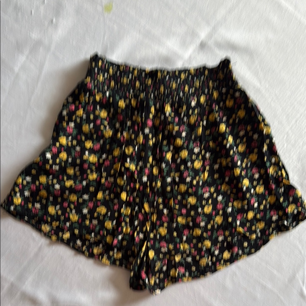 Floral Black Shorts